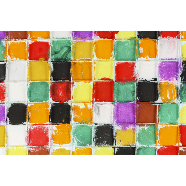Wrought Studio Furaha Colorful Squares On Canvas by Constantinosz